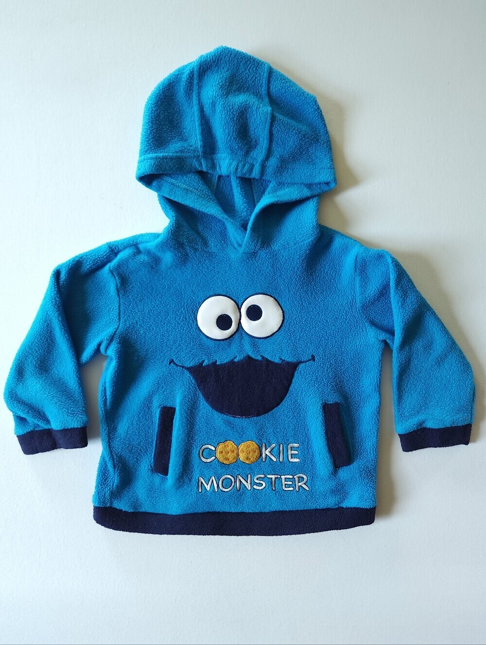Vintage Y2k Sesame Street Cookie Monster Fleece Hoodie Sz 4T